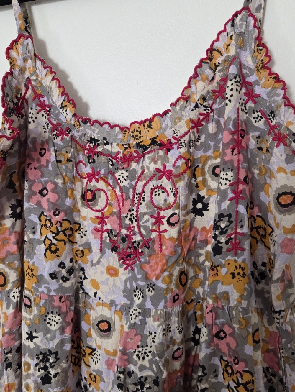 Natural Life Avery Embroidered Floral Tiered Midi Dress - Size Medium - Picture 2 of 11